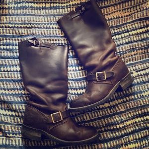 Frye Tall Veronica engineer boots, Made in USA